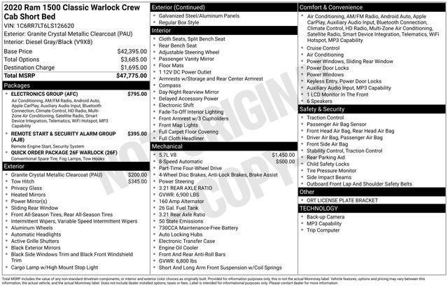2020 RAM 1500 Classic Warlock Crew Cab 4x4 5'7" Box