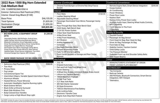 2022 RAM 1500 Big Horn Quad Cab 4x4 6'4" Box