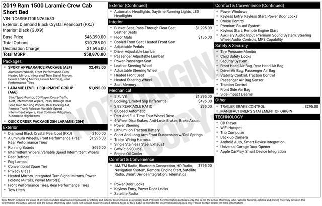 2019 RAM 1500 Laramie Crew Cab 4x4 5'7" Box