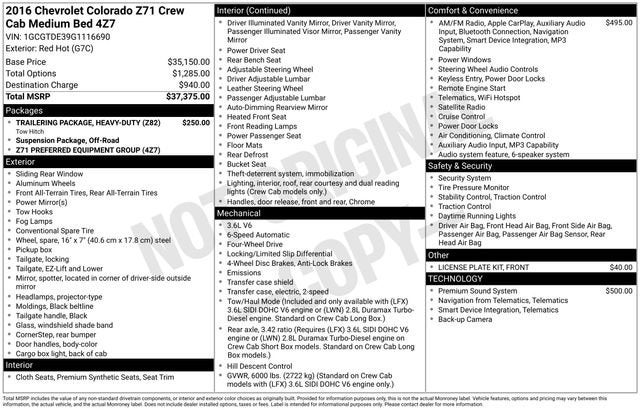 Used 2016 Chevrolet Colorado Z71 with VIN 1GCGTDE39G1116690 for sale in Glenwood, Minnesota