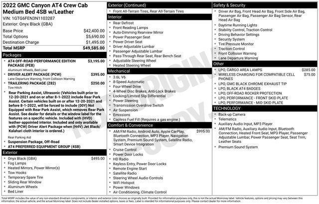 2022 GMC Canyon AT4 - Leather