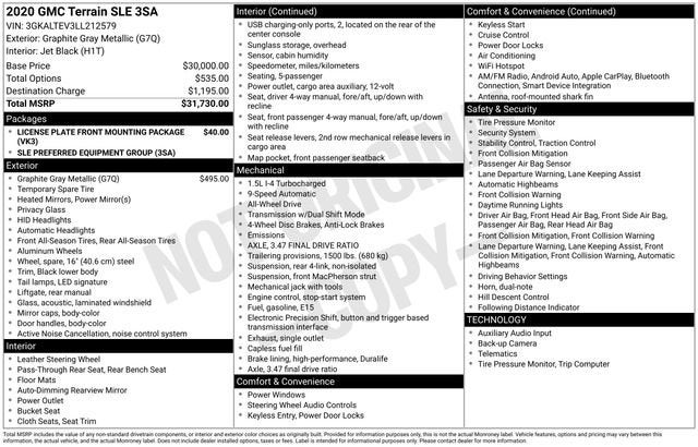 2020 GMC Terrain SLE