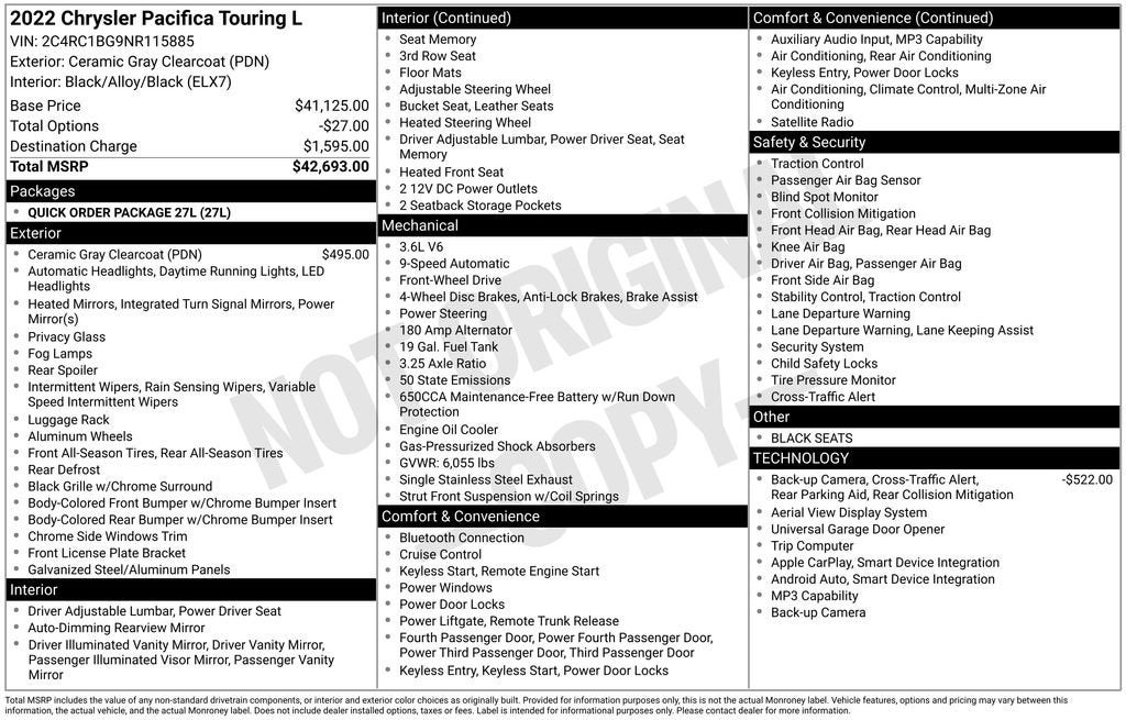2022 Chrysler Pacifica Touring L