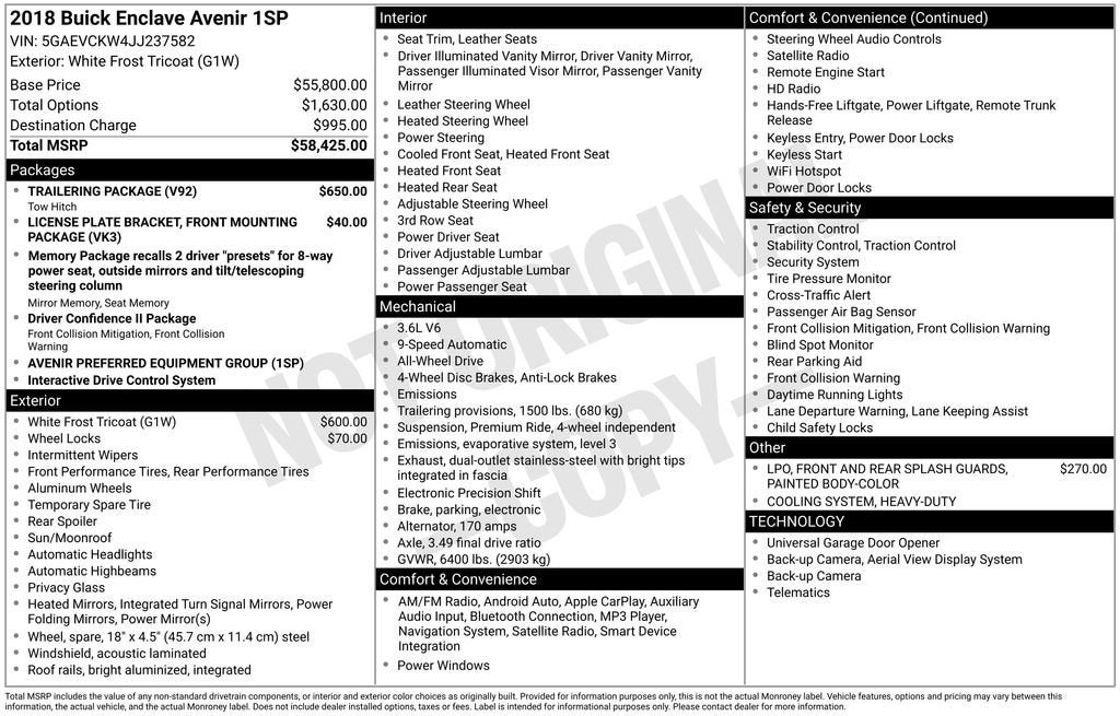 2018 Buick Enclave Avenir