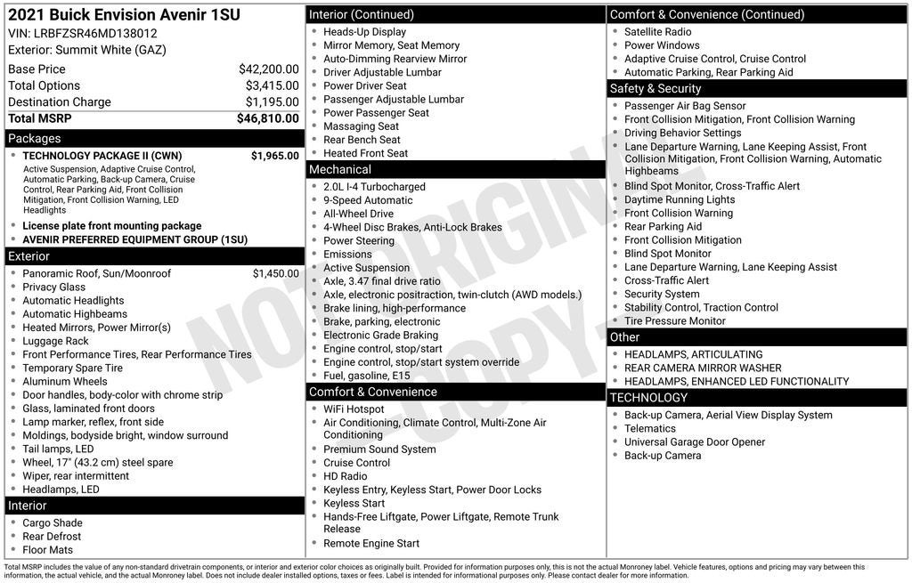 2021 Buick Envision Avenir